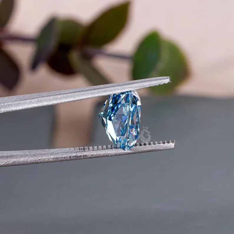 5.50CT Square Radiant Cut Vivid Blue Lab Diamond, VVS1 Loose Stone for Jewelry