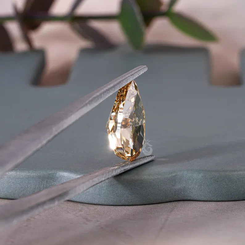 7.93CT Pear Cut Deep Yellow Lab Grown Diamond, Fancy Teardrop Stone for Jewelry
