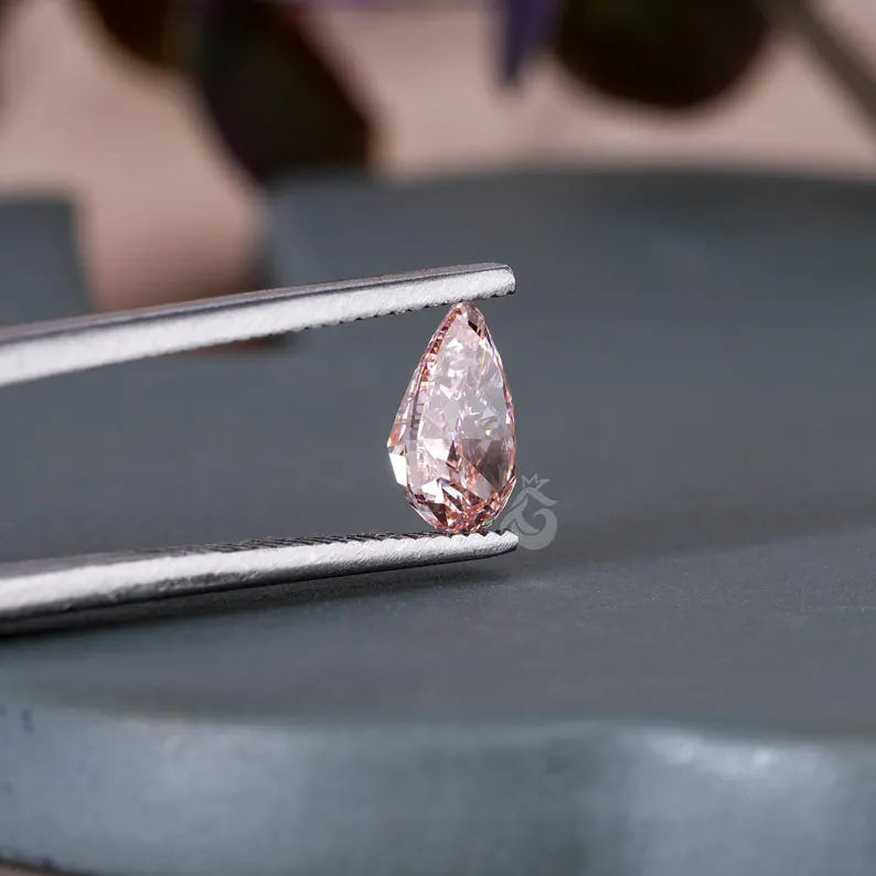 4.10CT Pear Cut Intense Pink Lab Grown Diamond, Loose Stone for Rings & Pendants