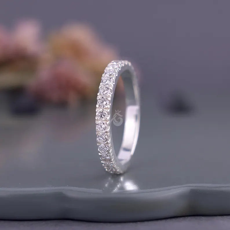 2.50mm Lab Grown Diamond Eternity Band, 10K White Gold Wedding Ring