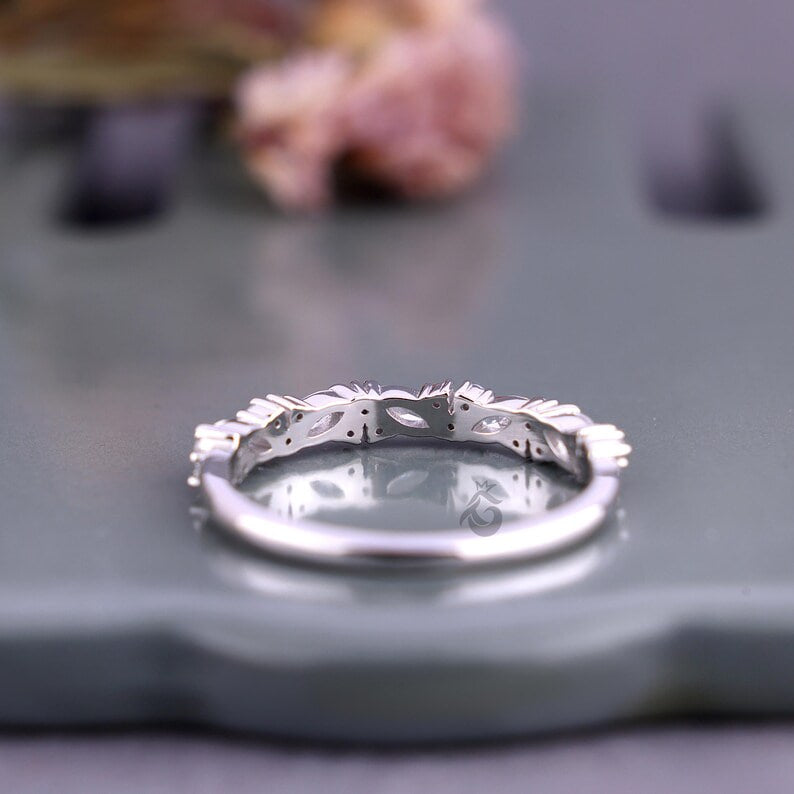 Vintage Marquise and Round Lab Grown Diamond Half Eternity Band