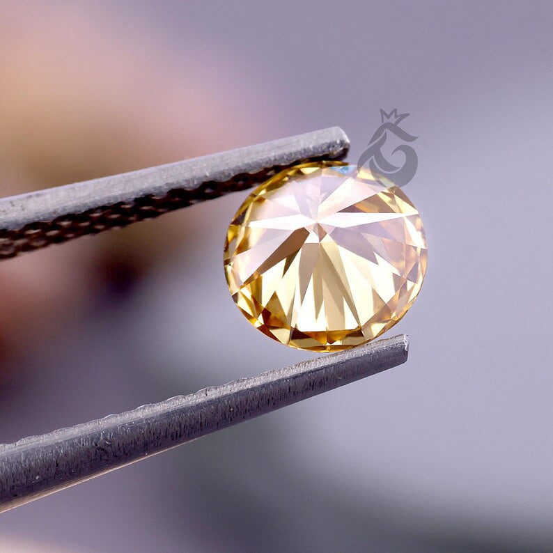0.75 CT Round Fancy Intense Yellow Lab Grown Diamond, IGI Certified Loose Diamond