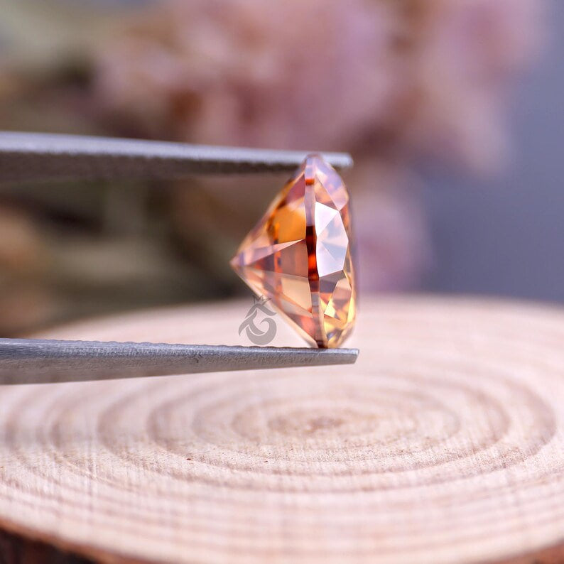 0.50 CT Fancy Deep Orange Round Cut Moissanite, VVS Clarity Loose Stone for Rings & Jewelry