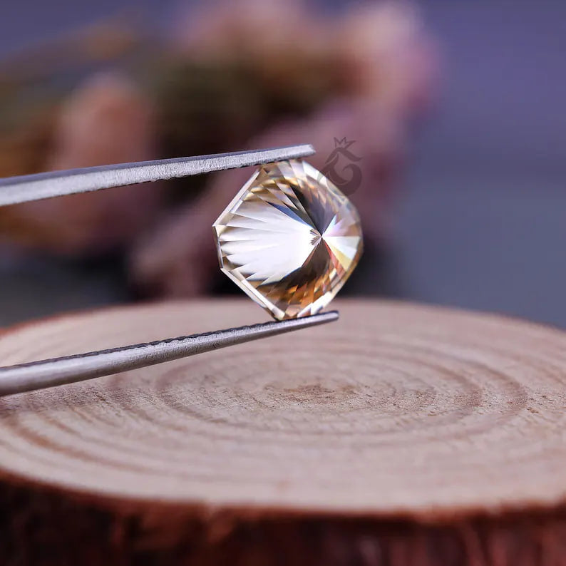 8MM Fantasy Square Light Yellow Moissanite, Loose Diamond for Vintage Ring, Pendant, or Gift