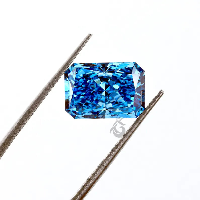 Fancy Vivid Blue Radiant Cut Lab Grown Diamond, IGI Certified, Loose Diamond for Ring or Pendant