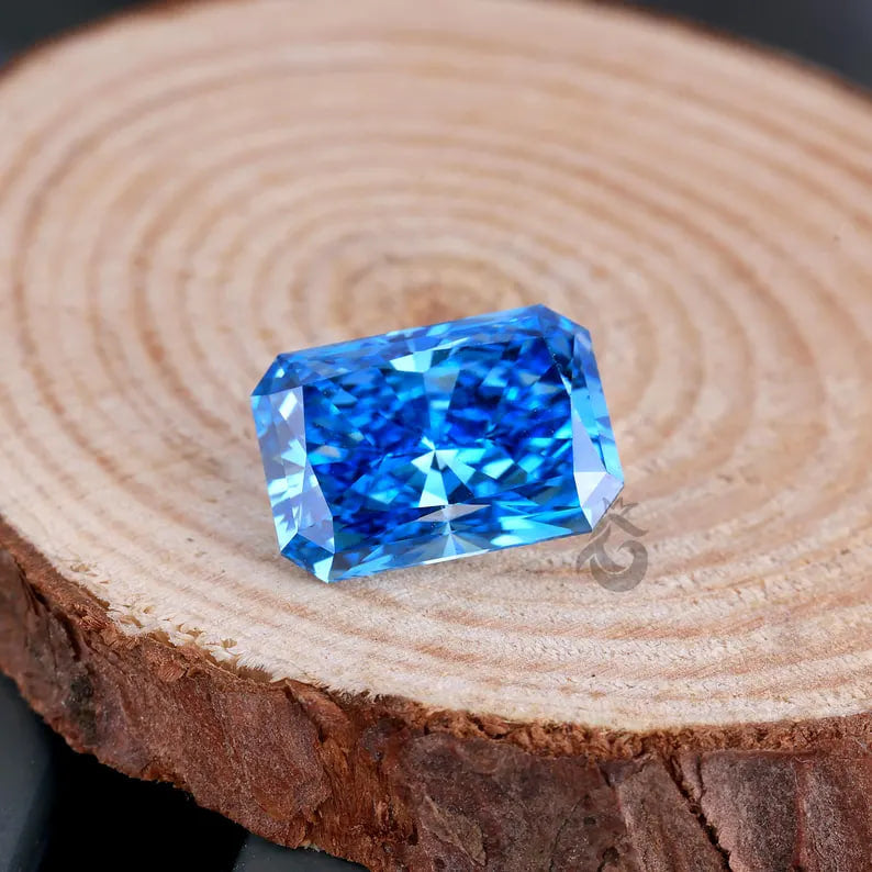 Fancy Vivid Blue Radiant Cut Lab Grown Diamond, IGI Certified, Loose Diamond for Ring or Pendant