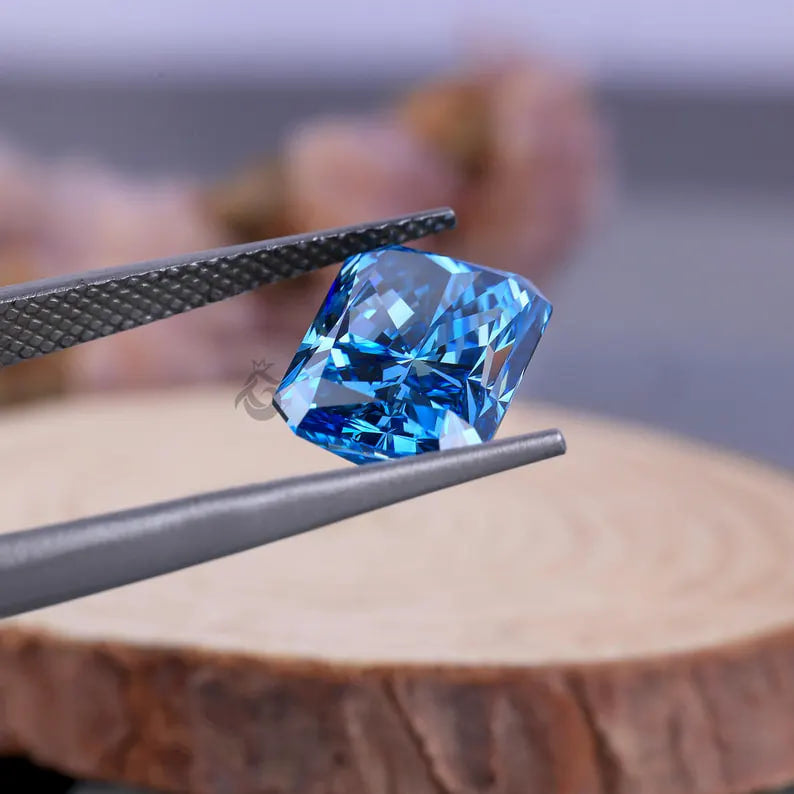 Fancy Vivid Blue Radiant Cut Lab Grown Diamond, IGI Certified, Loose Diamond for Ring or Pendant