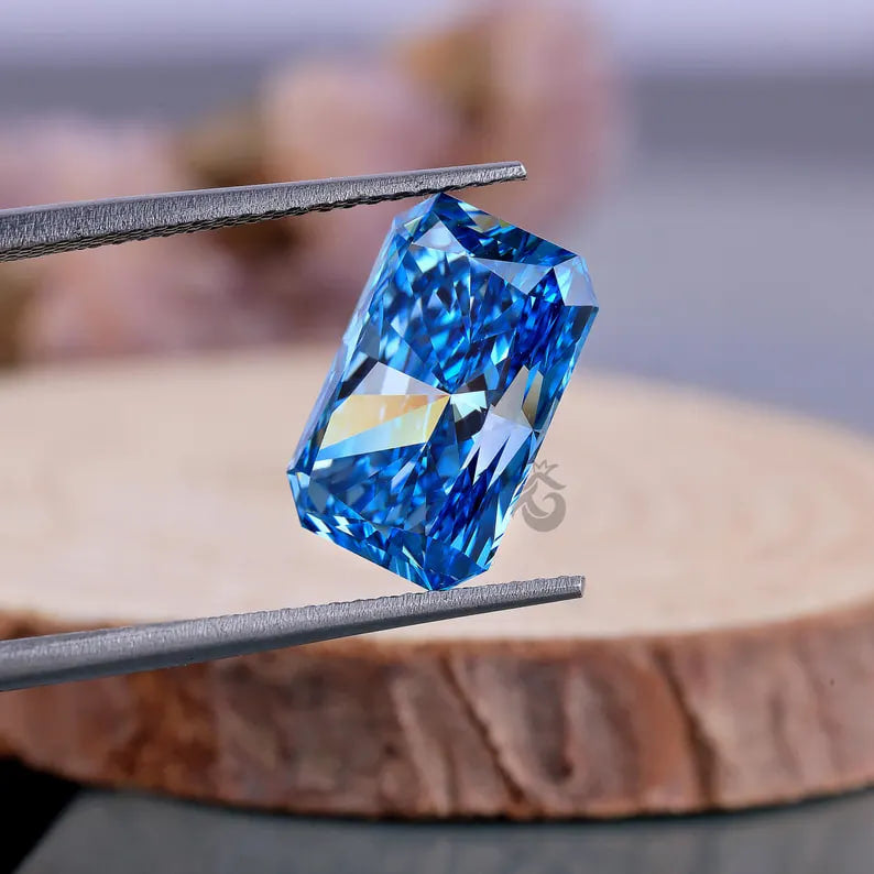Fancy Vivid Blue Radiant Cut Lab Grown Diamond, IGI Certified, Loose Diamond for Ring or Pendant