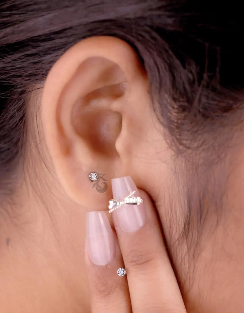Round Moissanite Stud Earrings for Women, Bezel Set, Screw Back, Minimalist Gold Studs