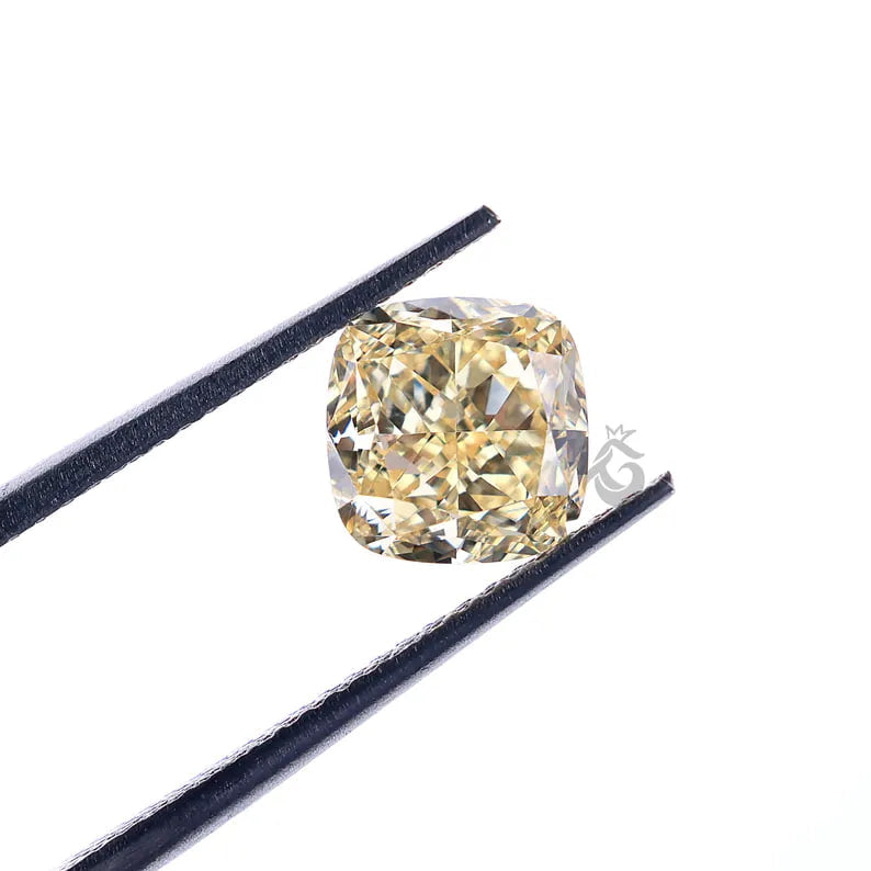 2.00 CT Cushion Cut Yellow Lab Diamond, Loose Fancy Diamond for Ring or Pendant