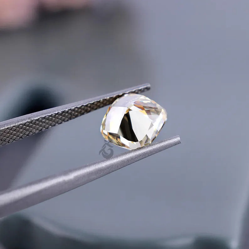 2.00 CT Cushion Cut Yellow Lab Diamond, Loose Fancy Diamond for Ring or Pendant