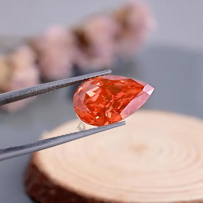 5.40 CT Pear Cut Fancy Vivid Red Lab Grown Diamond, IGI Certified Loose Diamond for Ring or Pendant