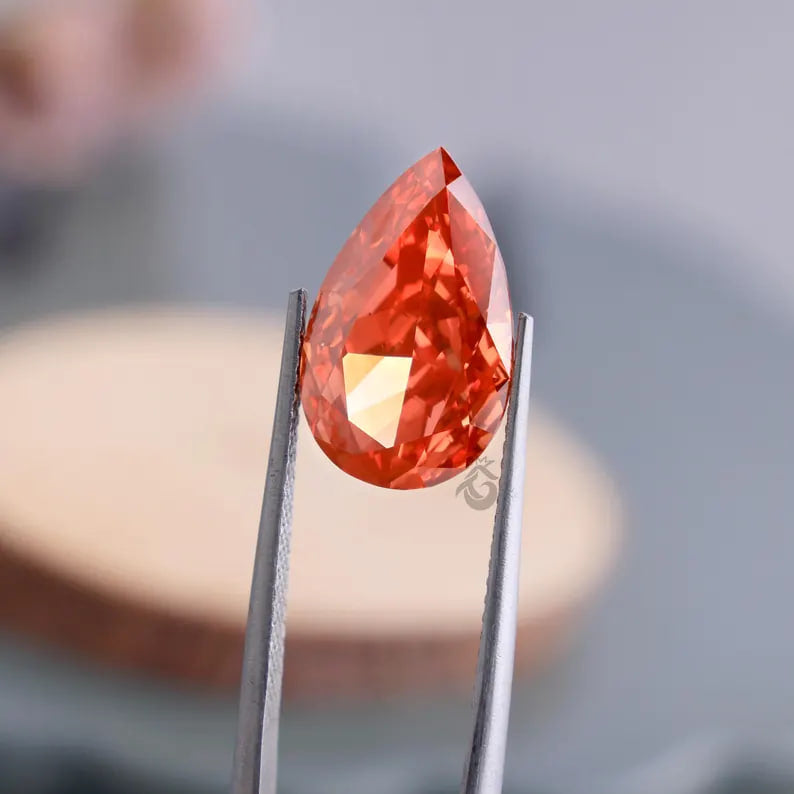 5.40 CT Pear Cut Fancy Vivid Red Lab Grown Diamond, IGI Certified Loose Diamond for Ring or Pendant