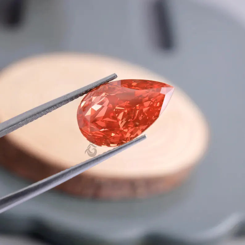 5.40 CT Pear Cut Fancy Vivid Red Lab Grown Diamond, IGI Certified Loose Diamond for Ring or Pendant