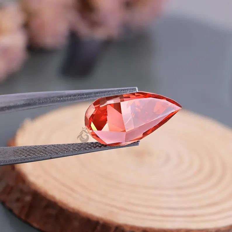 5.40 CT Pear Cut Fancy Vivid Red Lab Grown Diamond, IGI Certified Loose Diamond for Ring or Pendant
