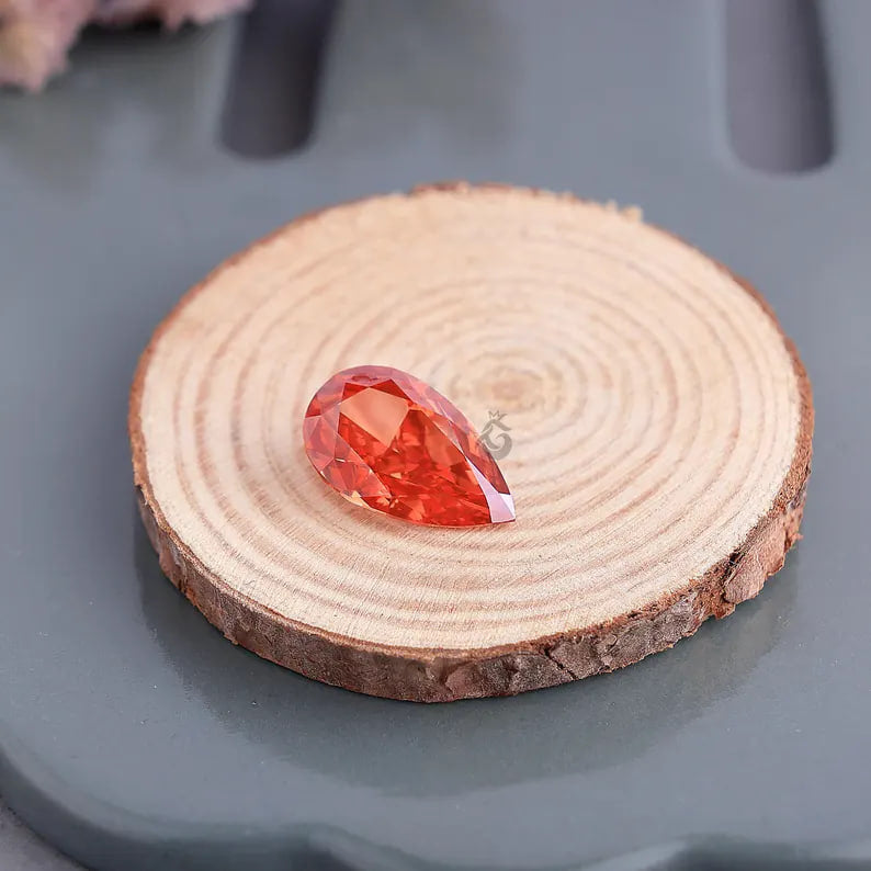 5.40 CT Pear Cut Fancy Vivid Red Lab Grown Diamond, IGI Certified Loose Diamond for Ring or Pendant