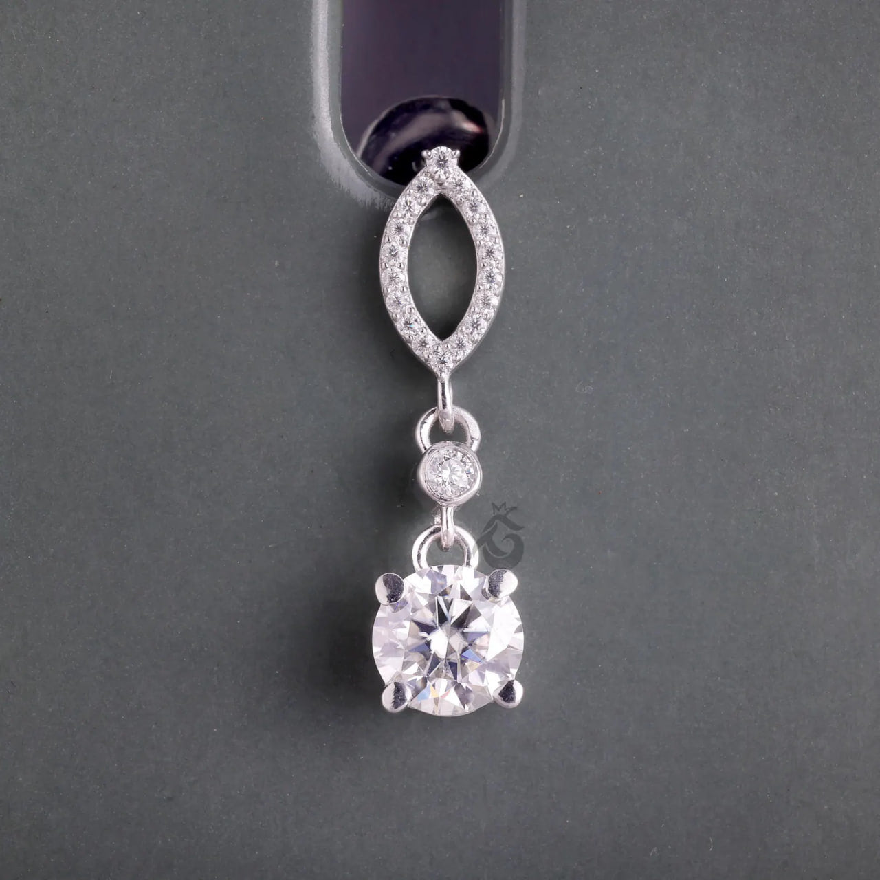 14K White Gold Round Moissanite Drop Earrings – Screw Back Dangle Wedding Earrings for Women