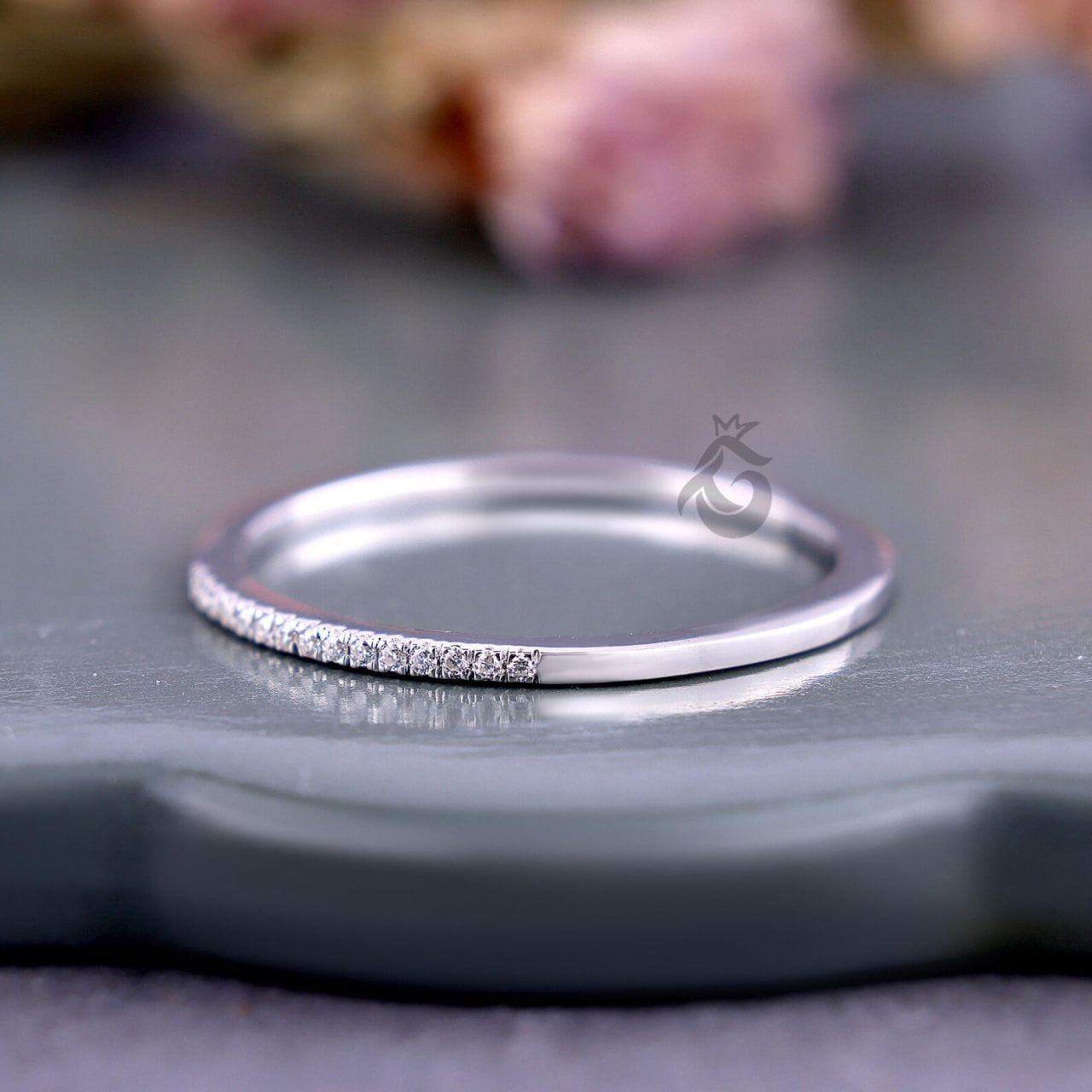 1MM Lab Diamond Eternity Ring, 14K White Gold Stacking Band for Her
