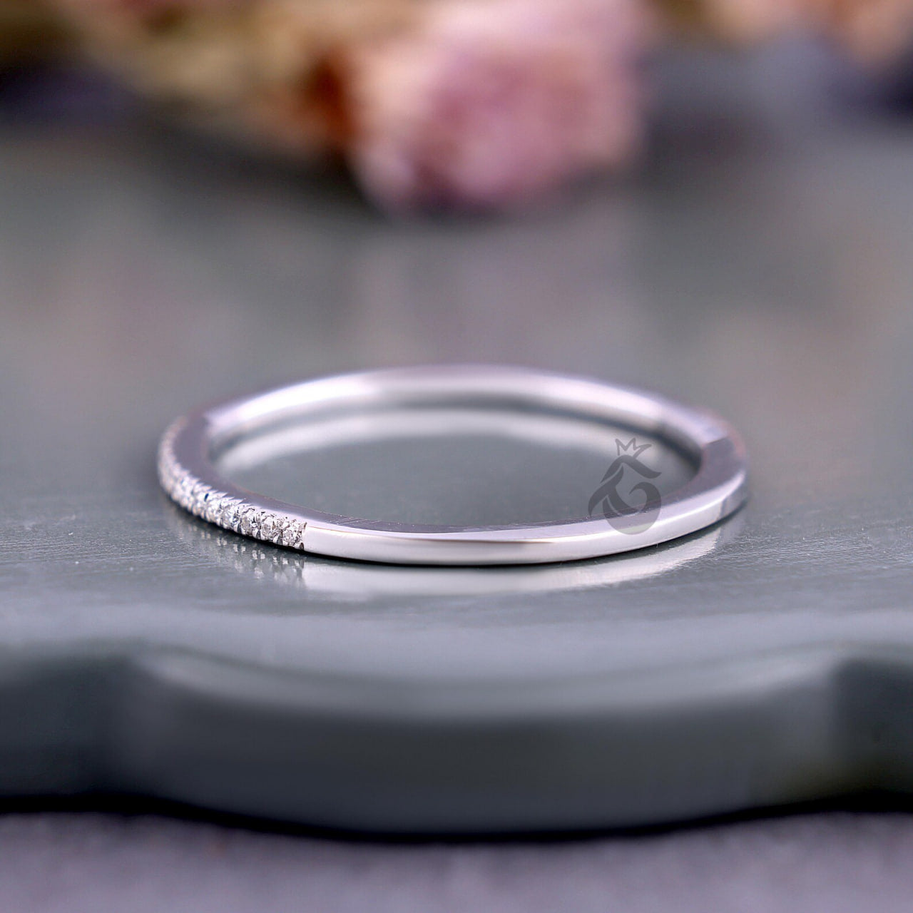 1MM Lab Diamond Eternity Ring, 14K White Gold Stacking Band for Her
