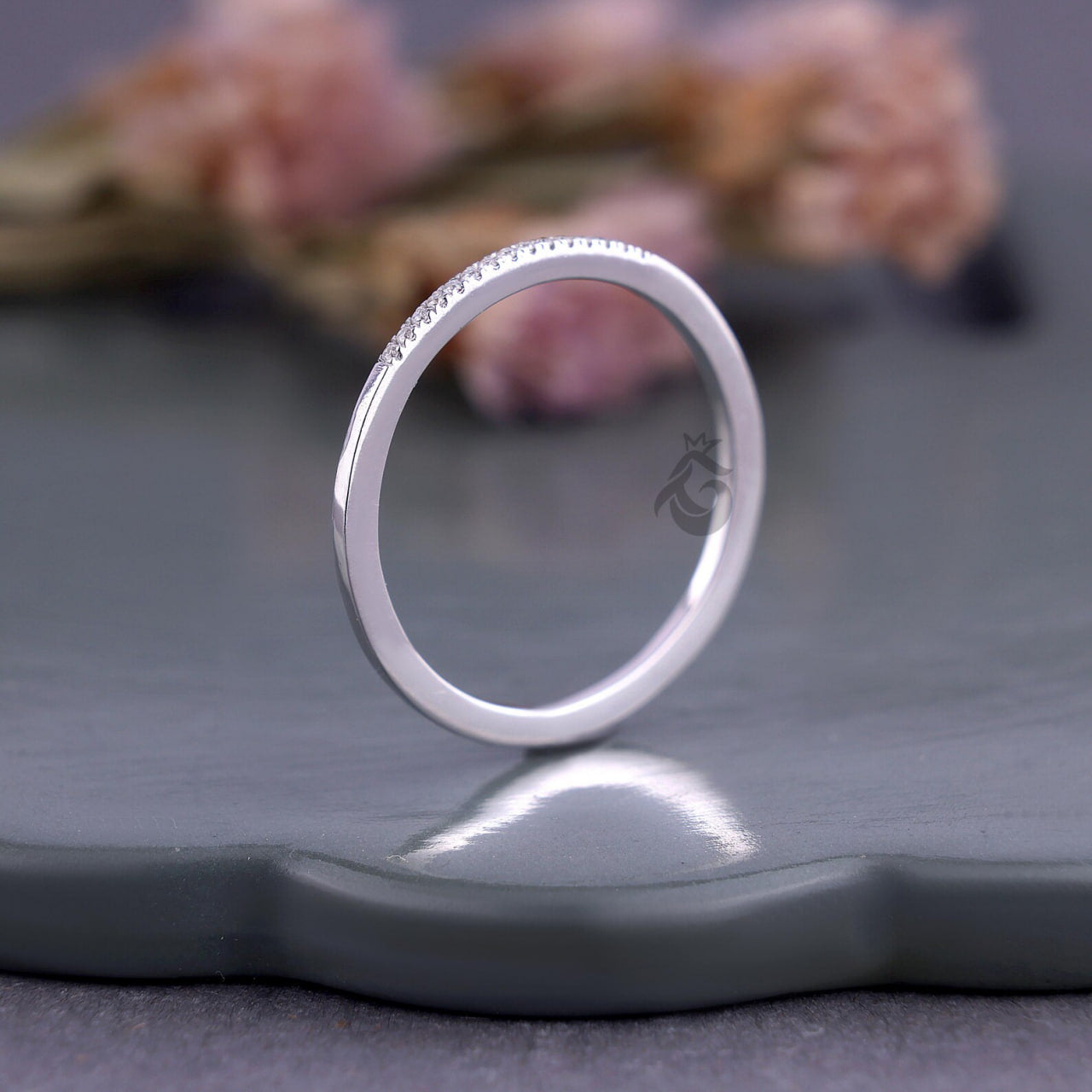 1MM Lab Diamond Eternity Ring, 14K White Gold Stacking Band for Her
