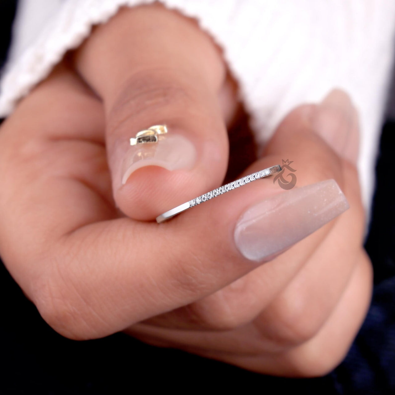 1MM Lab Diamond Eternity Ring, 14K White Gold Stacking Band for Her