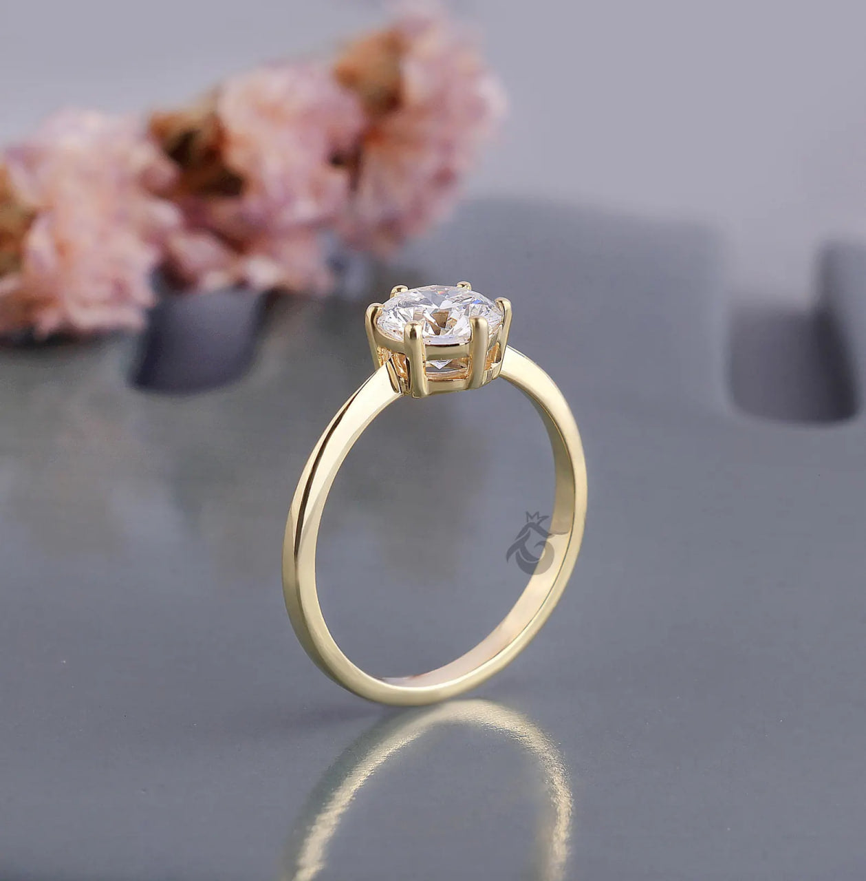 1.00 CT EF-VVS Lab Diamond Solitaire Ring, 14K Yellow Gold Knife Edge Band