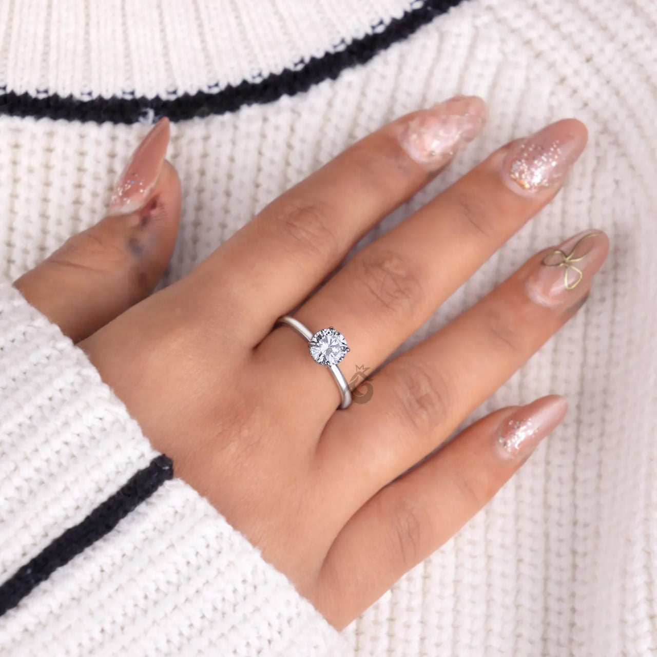 1.00 CT IGI Lab Diamond Ring, Hidden Halo 4 Prong Solitaire Engagement Ring