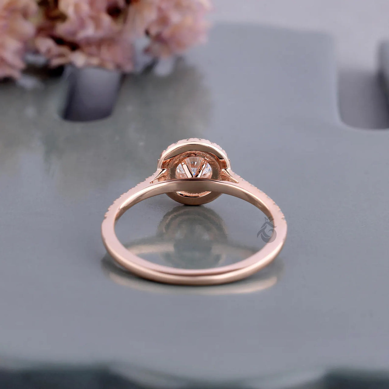 Double Halo Lab Diamond Engagement Ring, IGI Certified Round Cut Ring