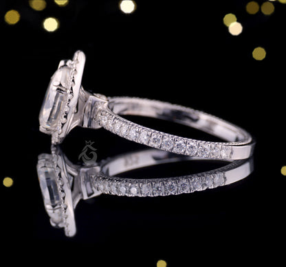 1.20CT Pear Cut Moissanite Engagement Ring, 14K Milgrain Halo Pave Vintage Peekaboo Ring, Gift for Her