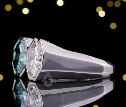 Toi Et Moi Hexagon Cut Moissanite Ring – Two-Stone Celebrity Style Engagement Ring