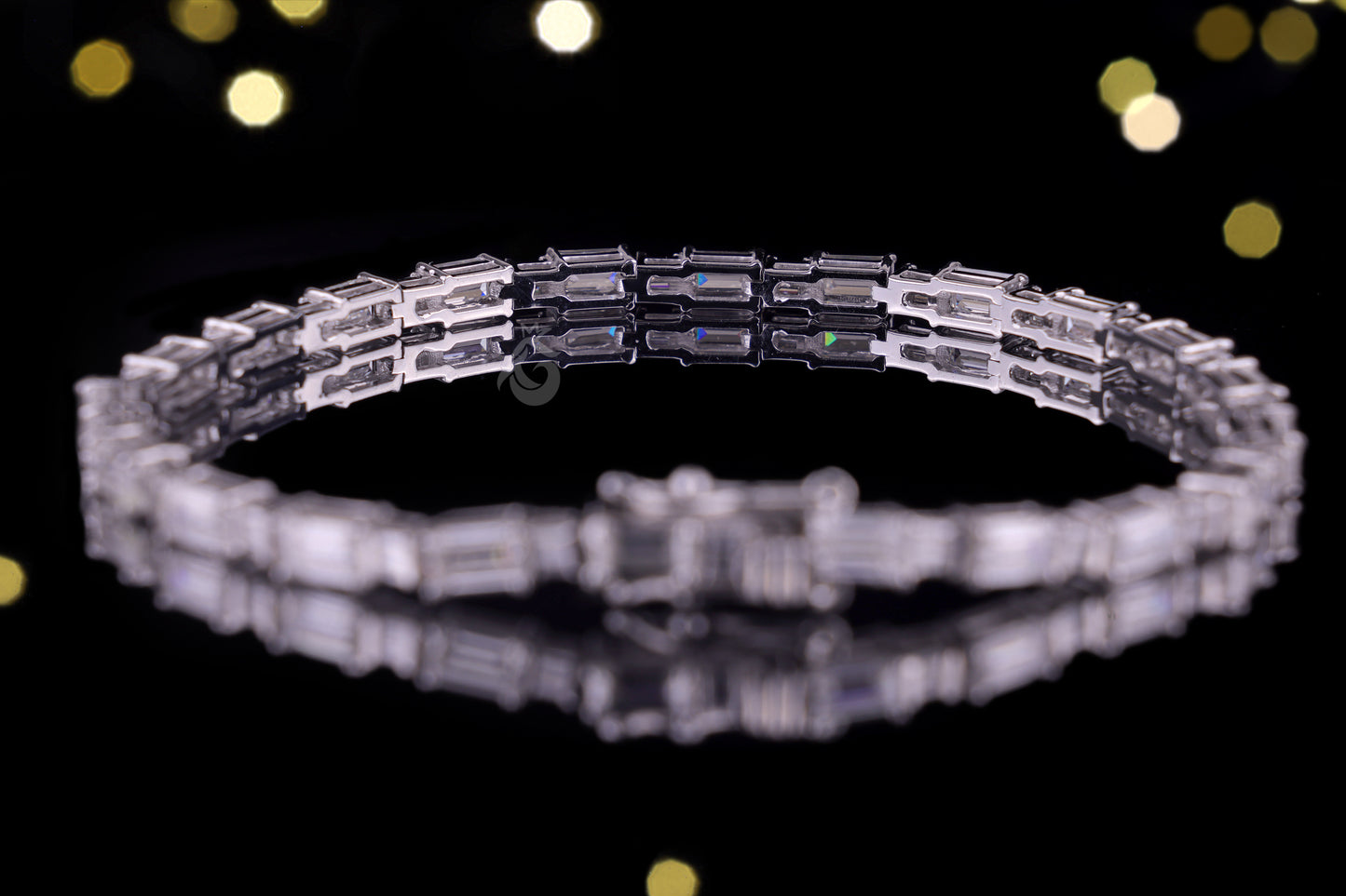 Dainty Baguette Moissanite Tennis Bracelet – 925 Silver Minimalist Jewelry