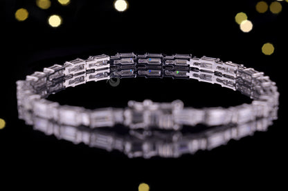 Dainty Baguette Moissanite Tennis Bracelet – 925 Silver Minimalist Jewelry
