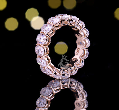 Oval Moissanite Full Eternity Ring, Stackable Wedding Band, 925 Sterling Silver Anniversary Ring