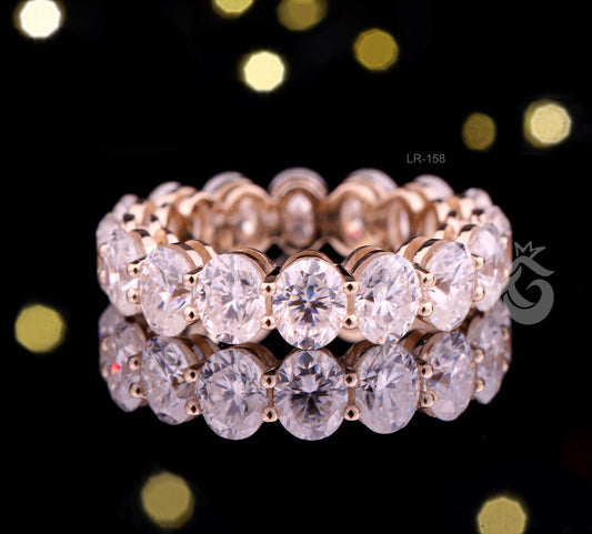 Oval Moissanite Full Eternity Ring, Stackable Wedding Band, 925 Sterling Silver Anniversary Ring