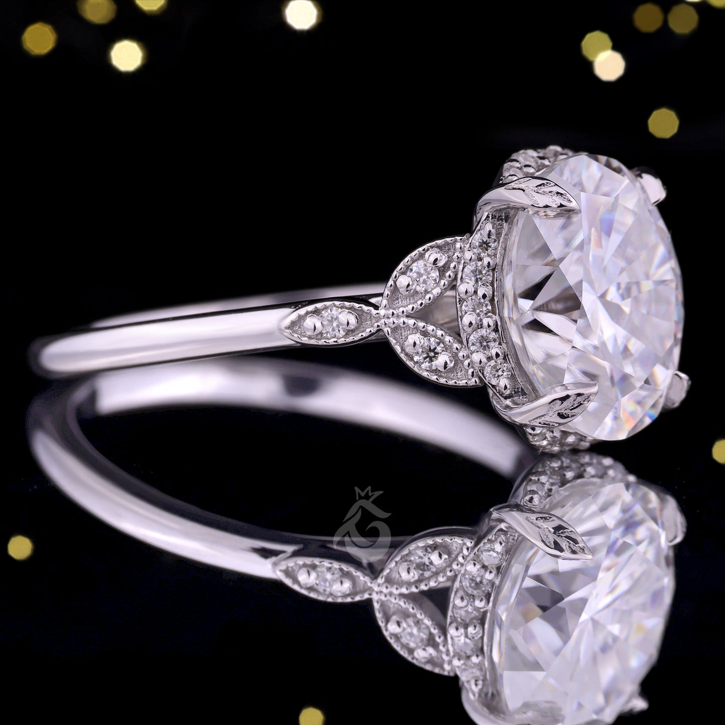 Milgrain Art Deco 2.50CT Oval Moissanite Ring – 10K Vintage Engagement & Anniversary Ring