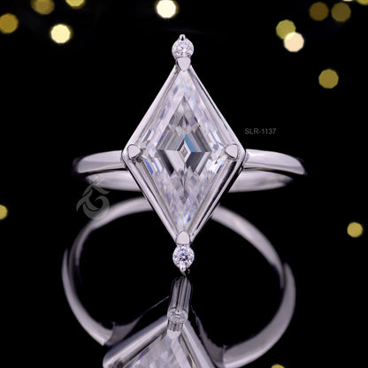 2CT Lozenge Cut Moissanite Engagement Ring – 14K Yellow Gold Kite Shape Solitaire Ring