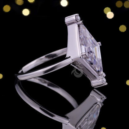 2CT Lozenge Cut Moissanite Engagement Ring – 14K Yellow Gold Kite Shape Solitaire Ring