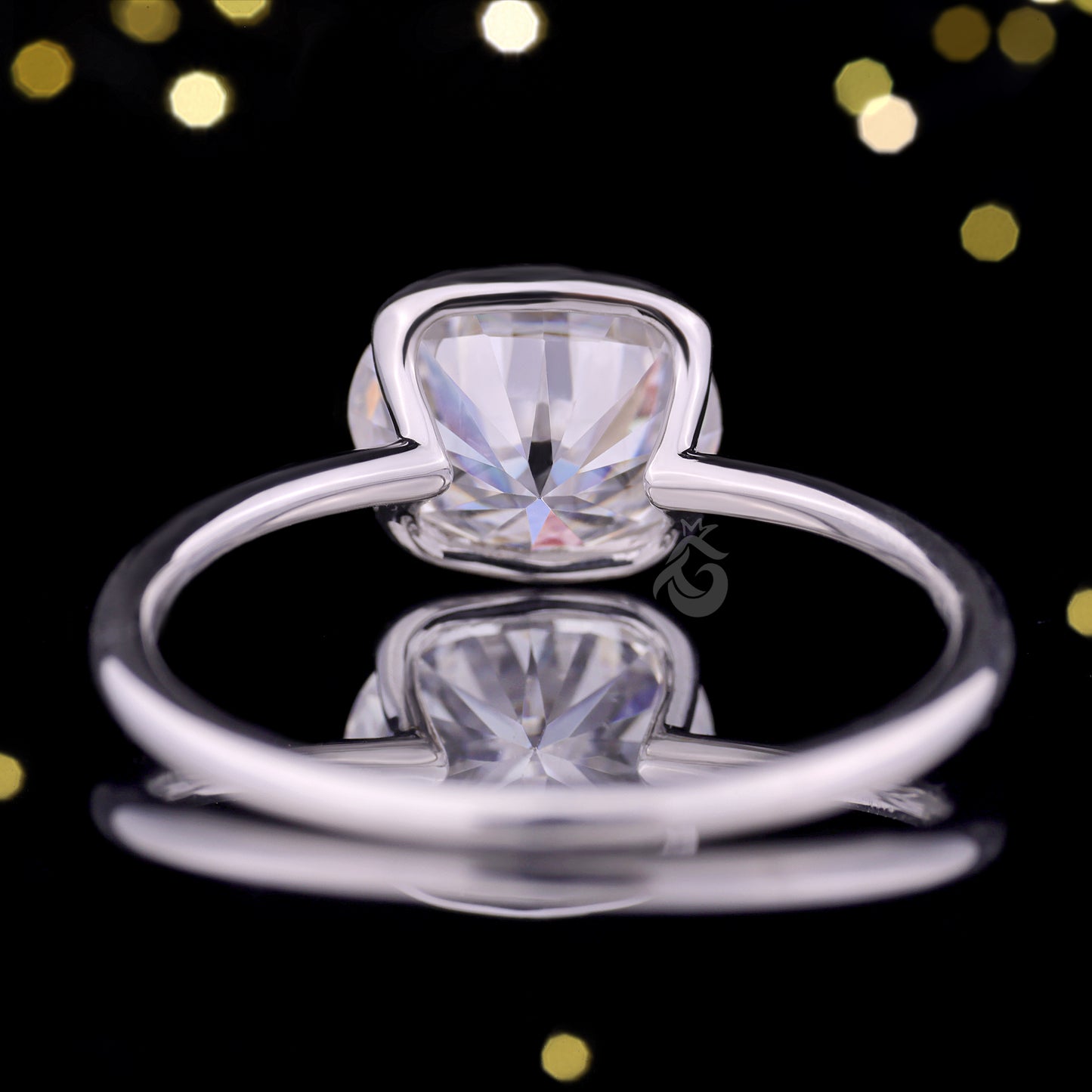 1.67CT East-West Oval Moissanite Solitaire Ring – Half Bezel Set 10K/14K/18K White Gold Engagement Ring