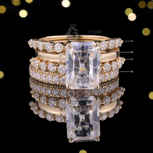 2CT Radiant Cut Moissanite 4PC Wedding Ring Set – 14K Gold Micro Pavé Eternity Bridal Set
