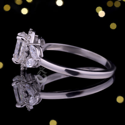 Oval Halo Moissanite Engagement Ring – 10K Gold Marquise Side Stone Bridal & Anniversary Ring