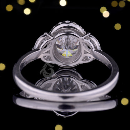 Oval Halo Moissanite Engagement Ring – 10K Gold Marquise Side Stone Bridal & Anniversary Ring