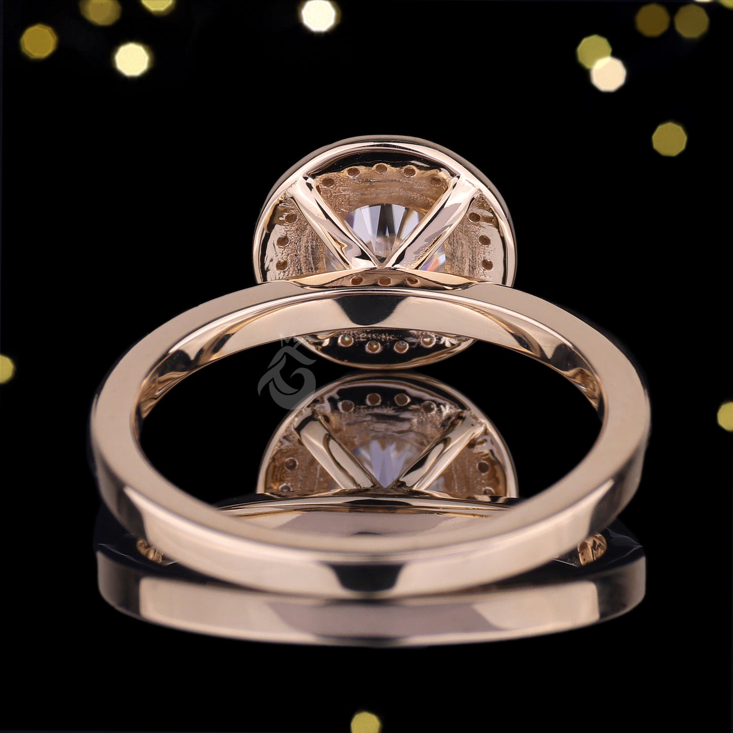 1CT Round Halo Moissanite Engagement Ring, 14K Yellow Gold Bezel Set Ring, Promise Ring, Wedding Ring for Her