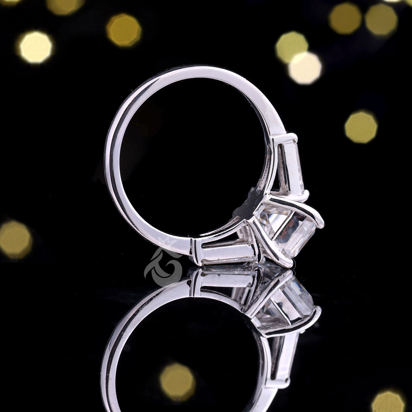 2.56 CT Emerald Cut Moissanite Three Stone Ring, Tapered Baguette Engagement Ring, Wedding & Anniversary Ring
