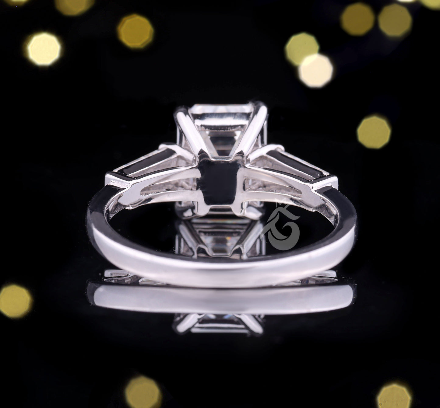 2.56 CT Emerald Cut Moissanite Three Stone Ring, Tapered Baguette Engagement Ring, Wedding & Anniversary Ring