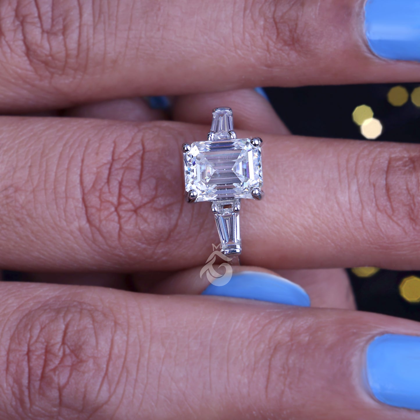 2.56 CT Emerald Cut Moissanite Three Stone Ring, Tapered Baguette Engagement Ring, Wedding & Anniversary Ring