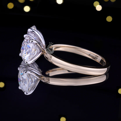 Toi Et Moi 2.63TW Oval & Cushion Moissanite Ring – Two-Stone Two-Tone Engagement & Wedding Ring