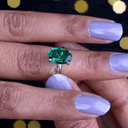 Green Moissanite Engagement Ring, 3.06 CT Oval Cut, 10K/14K Yellow Gold Wedding Promise Ring