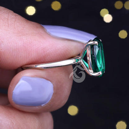 Green Moissanite Engagement Ring, 3.06 CT Oval Cut, 10K/14K Yellow Gold Wedding Promise Ring