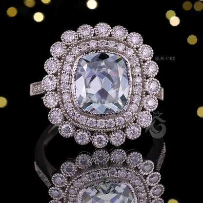 4.41CT Vintage Cushion Moissanite Engagement Ring, Milgrain Bezel Double Halo
