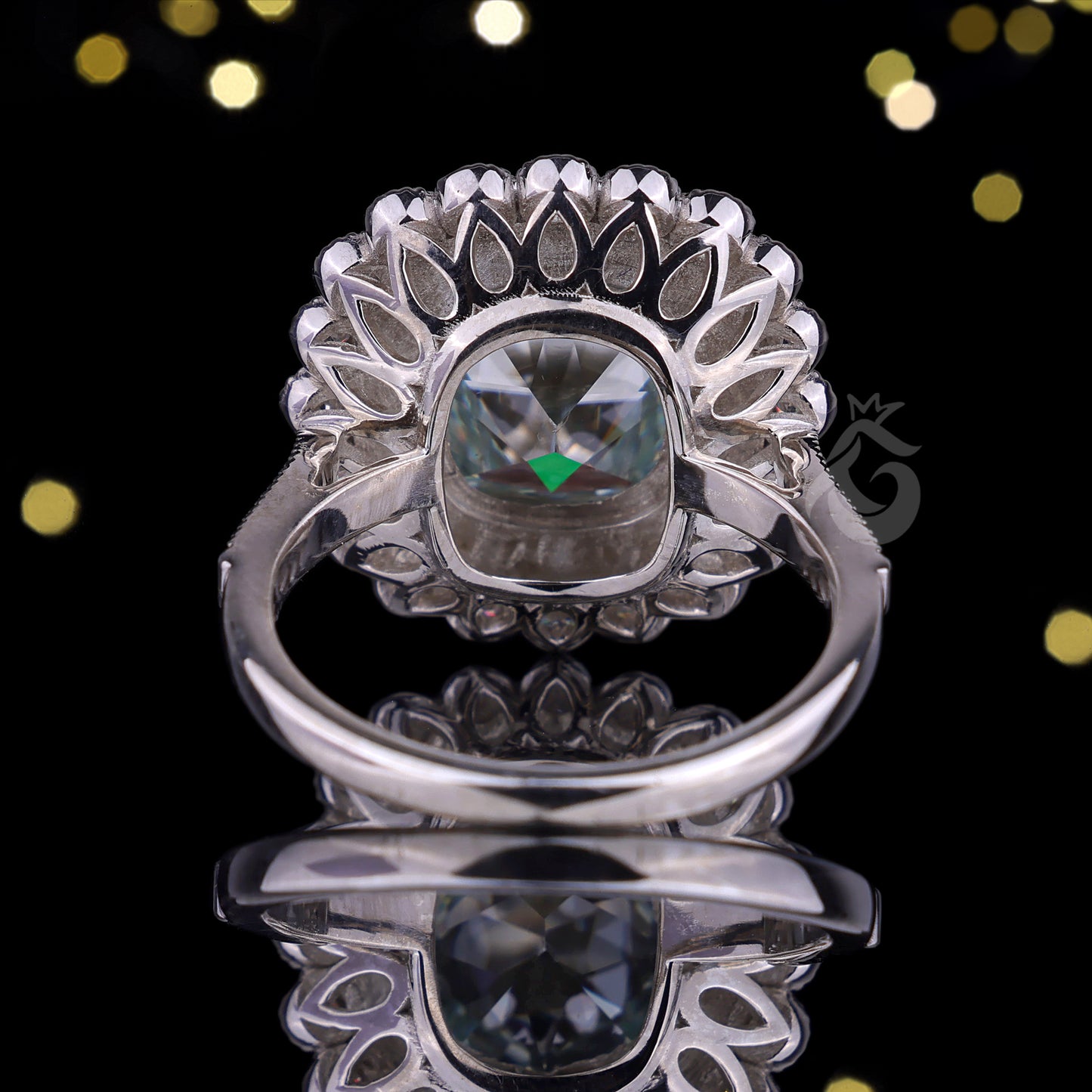 4.41CT Vintage Cushion Moissanite Engagement Ring, Milgrain Bezel Double Halo
